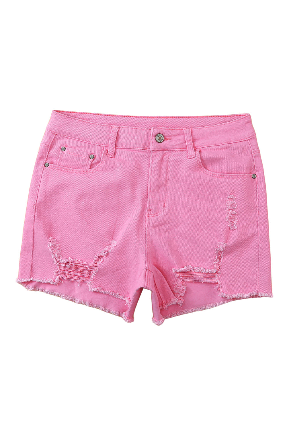 Rožnate enobarvne kratke hlače iz džinsa