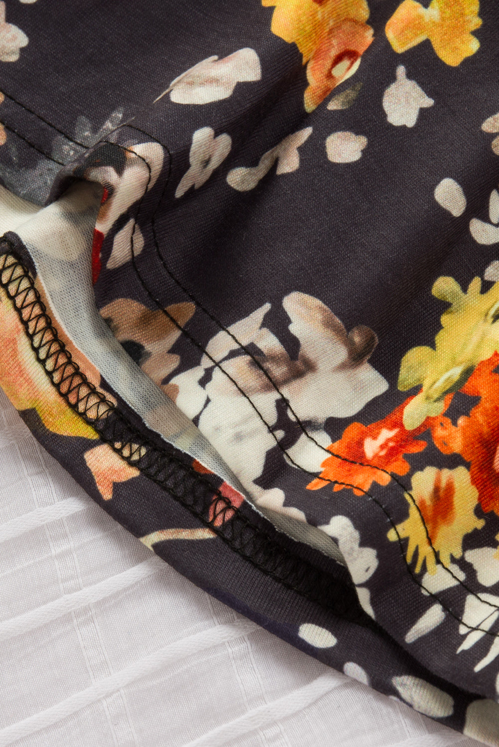 Haljina dugih rukava s naborima s cvjetnim printom