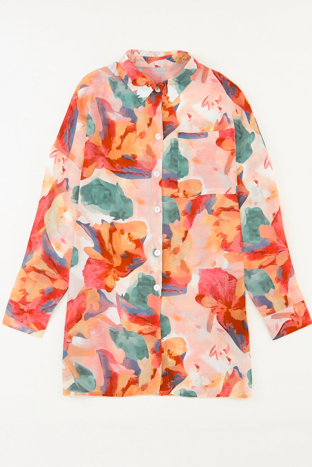 Ohlapna srajca s cvetličnim vzorcem