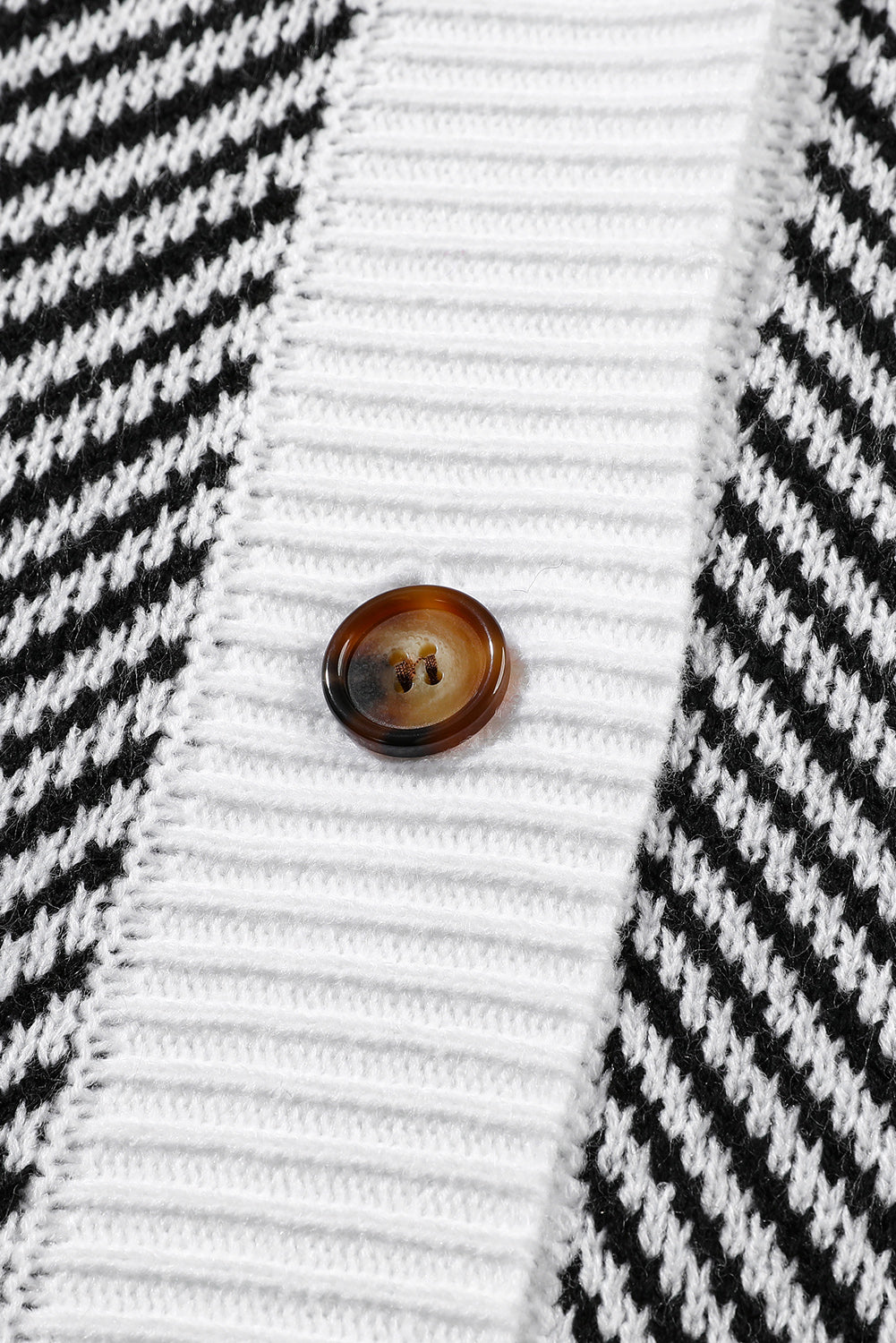 Black Zig Zag Stripe Buttoned Sweater Cardigan