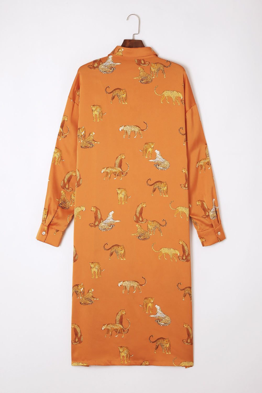 Haljina košulja na dugmad s printom senfa i geparda