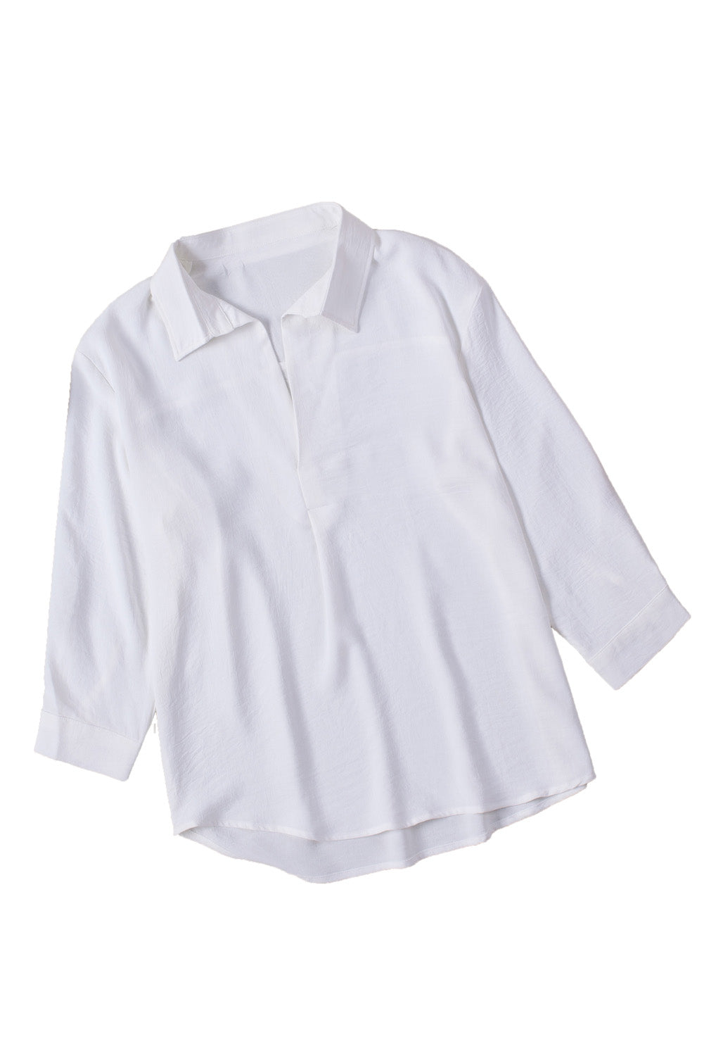 White Collared 3/4 Sleeve Shirt