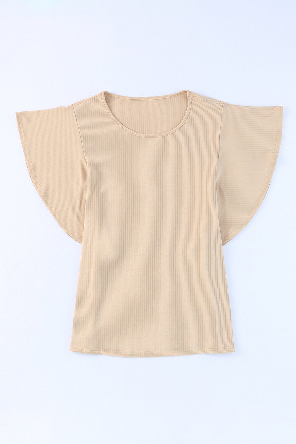 Ohlapna pletena majica z naborki in naborki Apricot