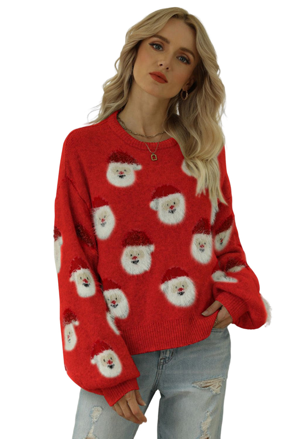 Vatreno crveni božićni pulover Djeda Mraza