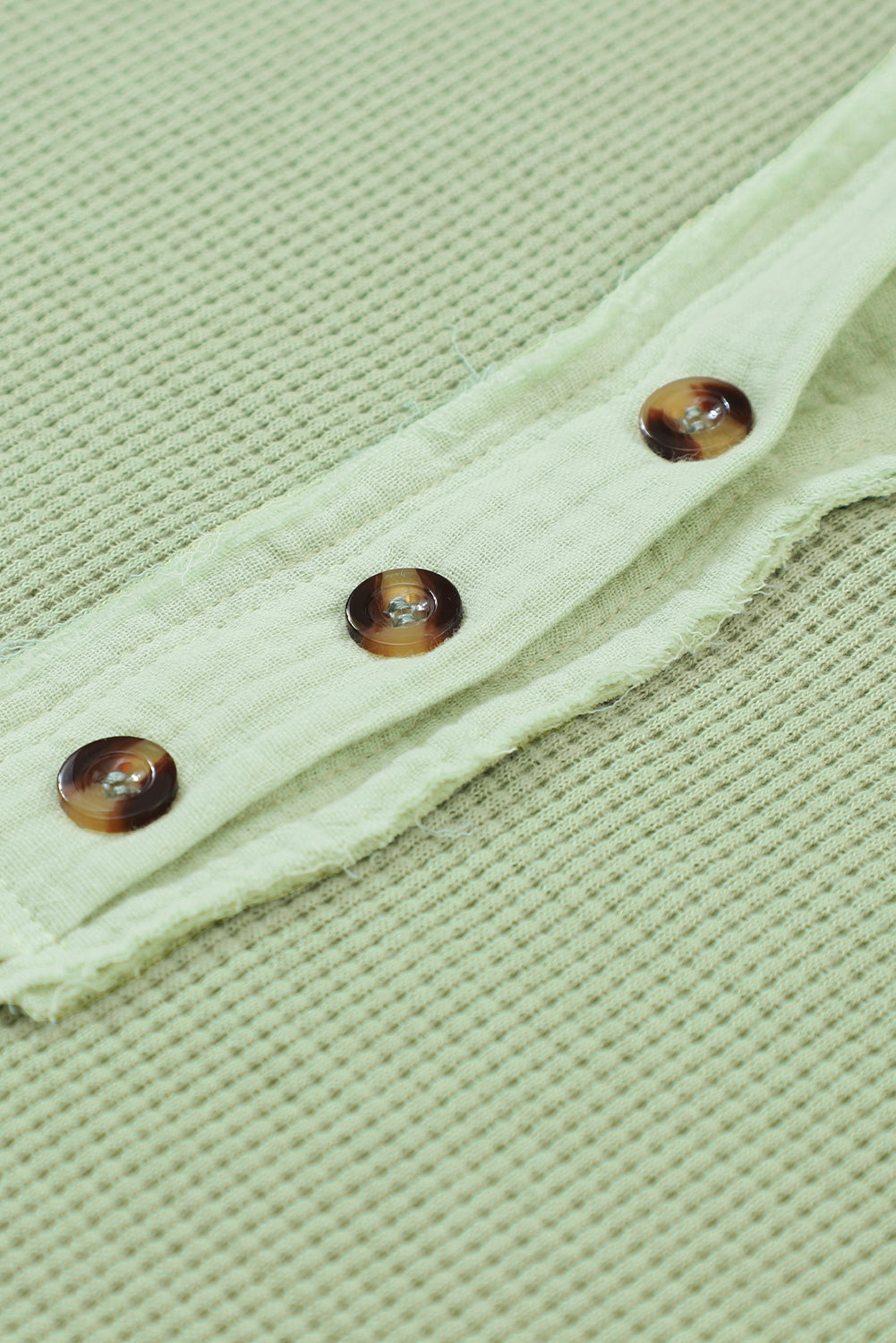 Laurel Green Waffle Knit Textured Henley Top