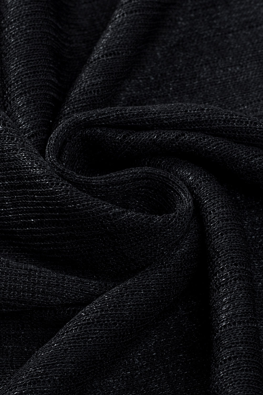 Črna prosojna lahka pletena jopica z dolgimi rokavi