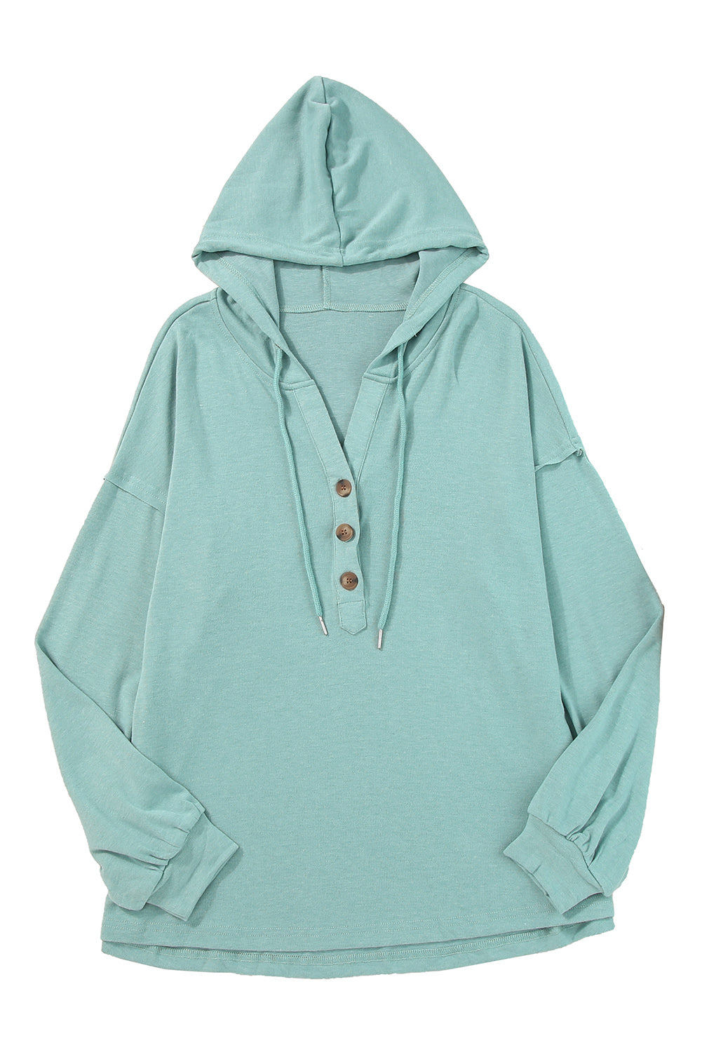 Buttoned High and Low Hem Hoodie