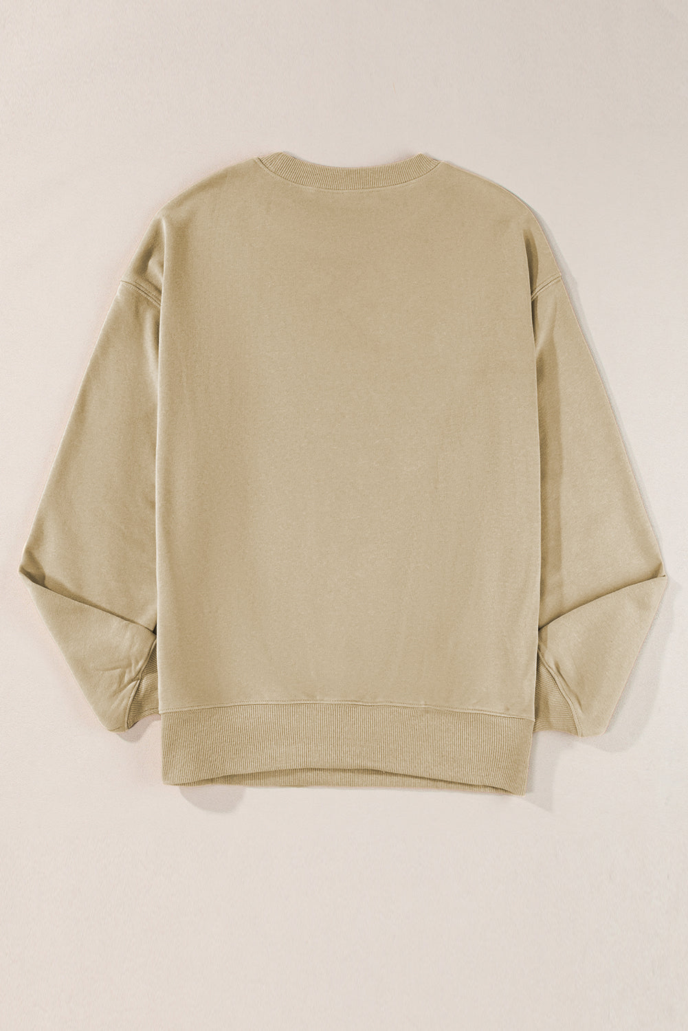 Parchment Solid Lockeres Fleece-Sweatshirt mit Rundhalsausschnitt