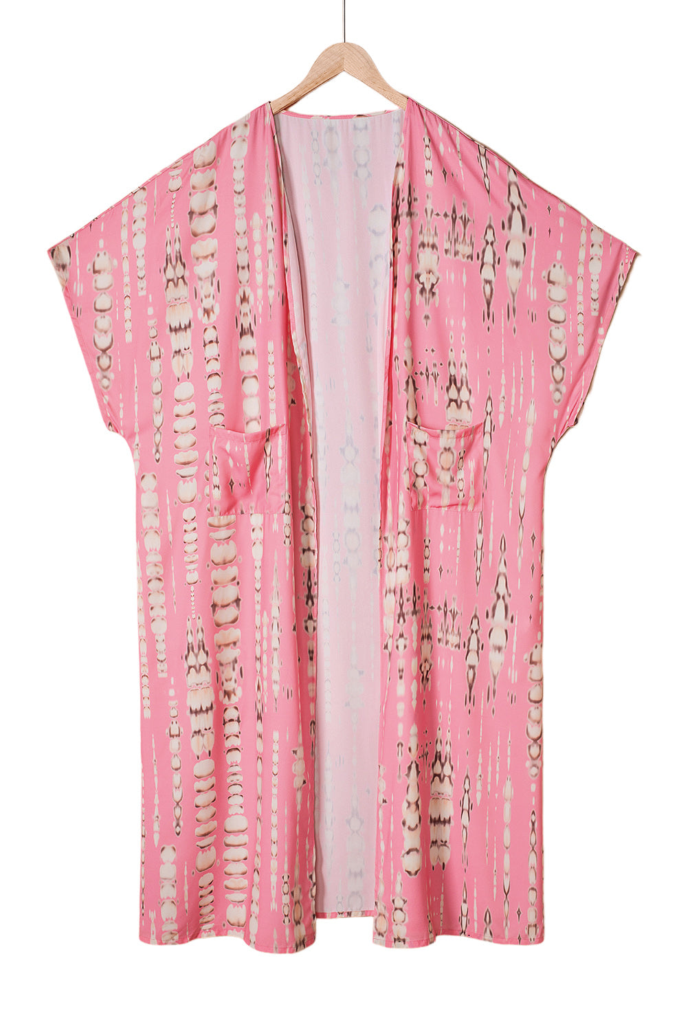 Ružičasti Bohemian Tie Dye oversize dugi kimono