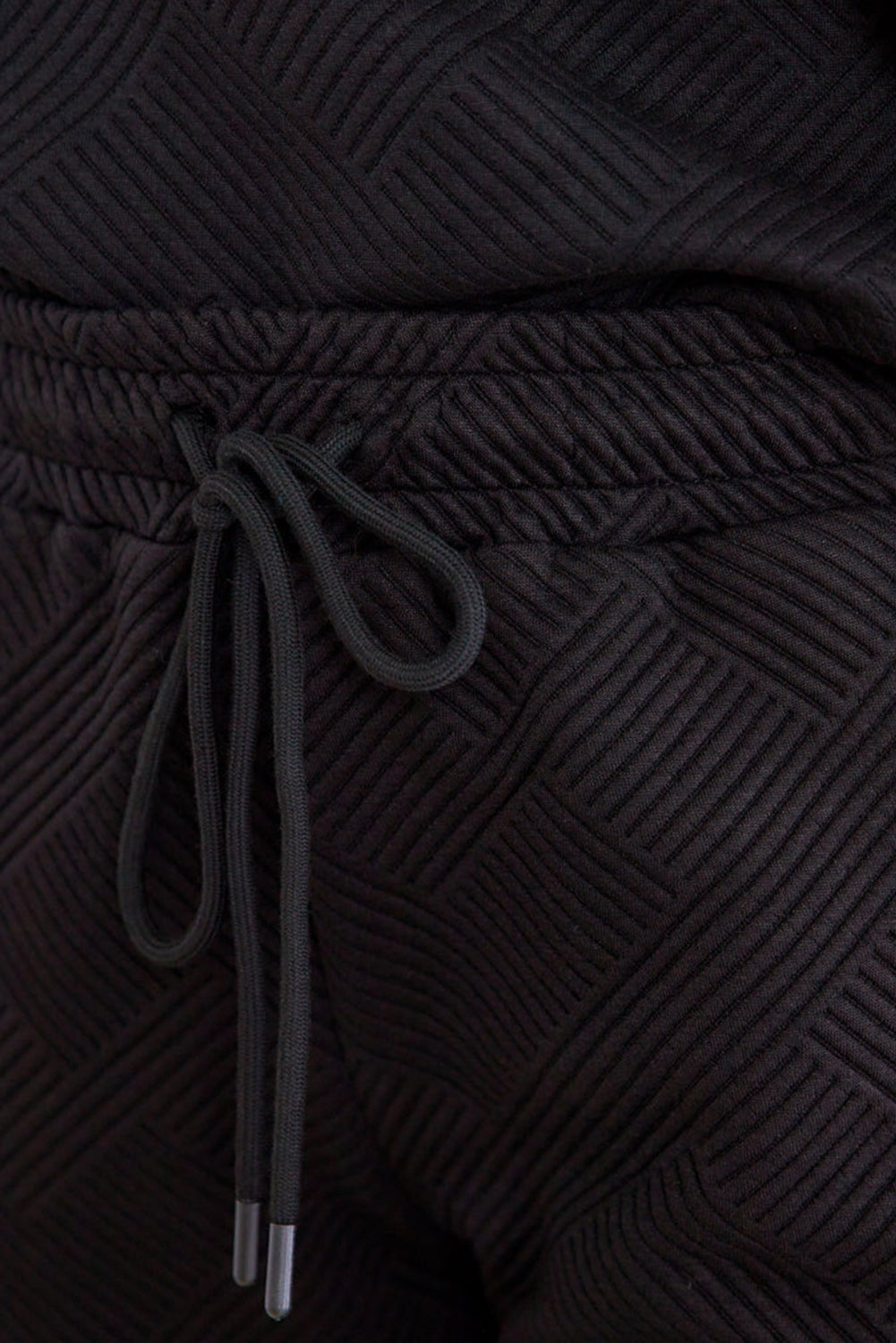 Pantalon de jogging texturé noir à taille avec cordon de serrage de grande taille