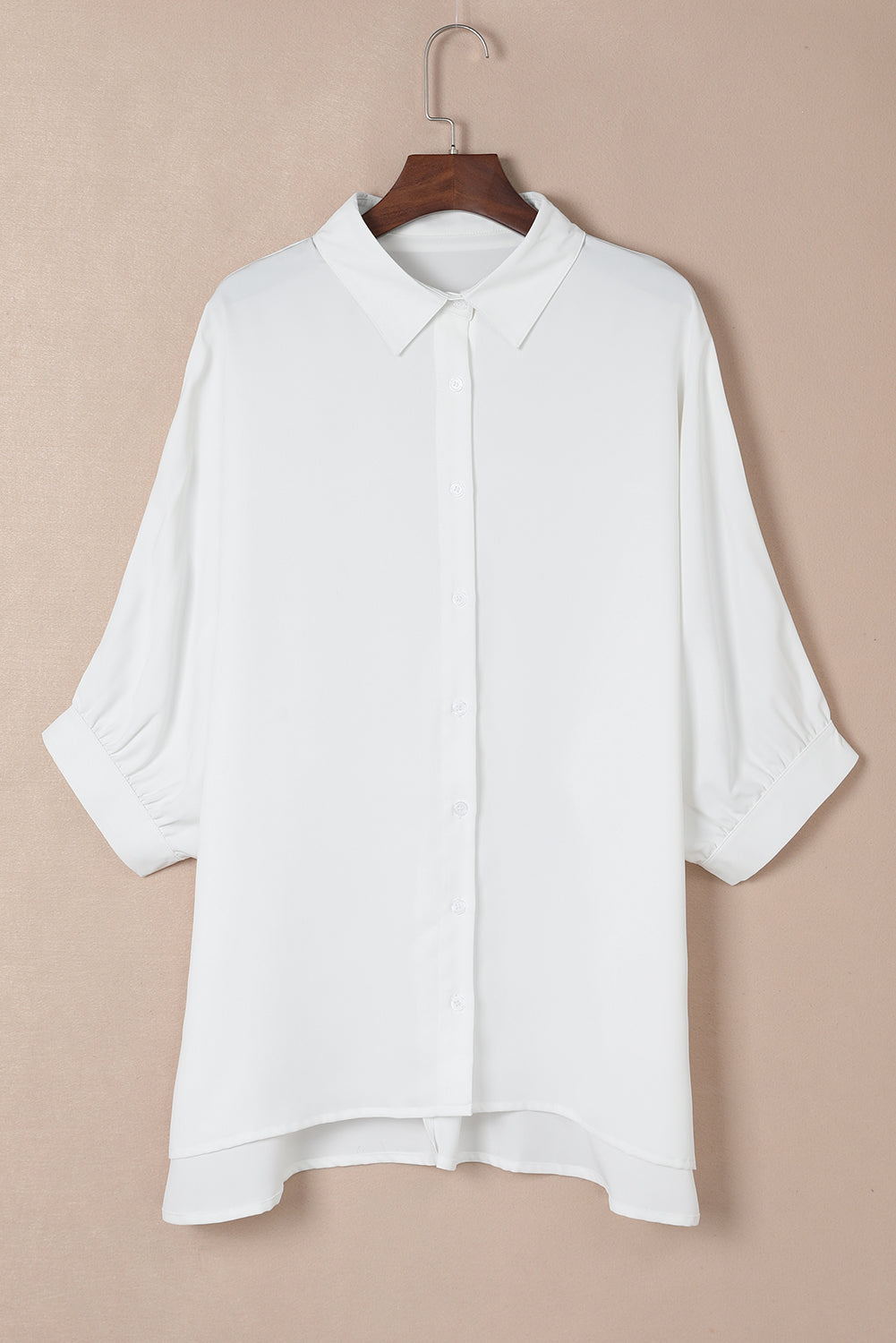 Weißes Oversize-Hemd mit 3/4-Puffärmeln
