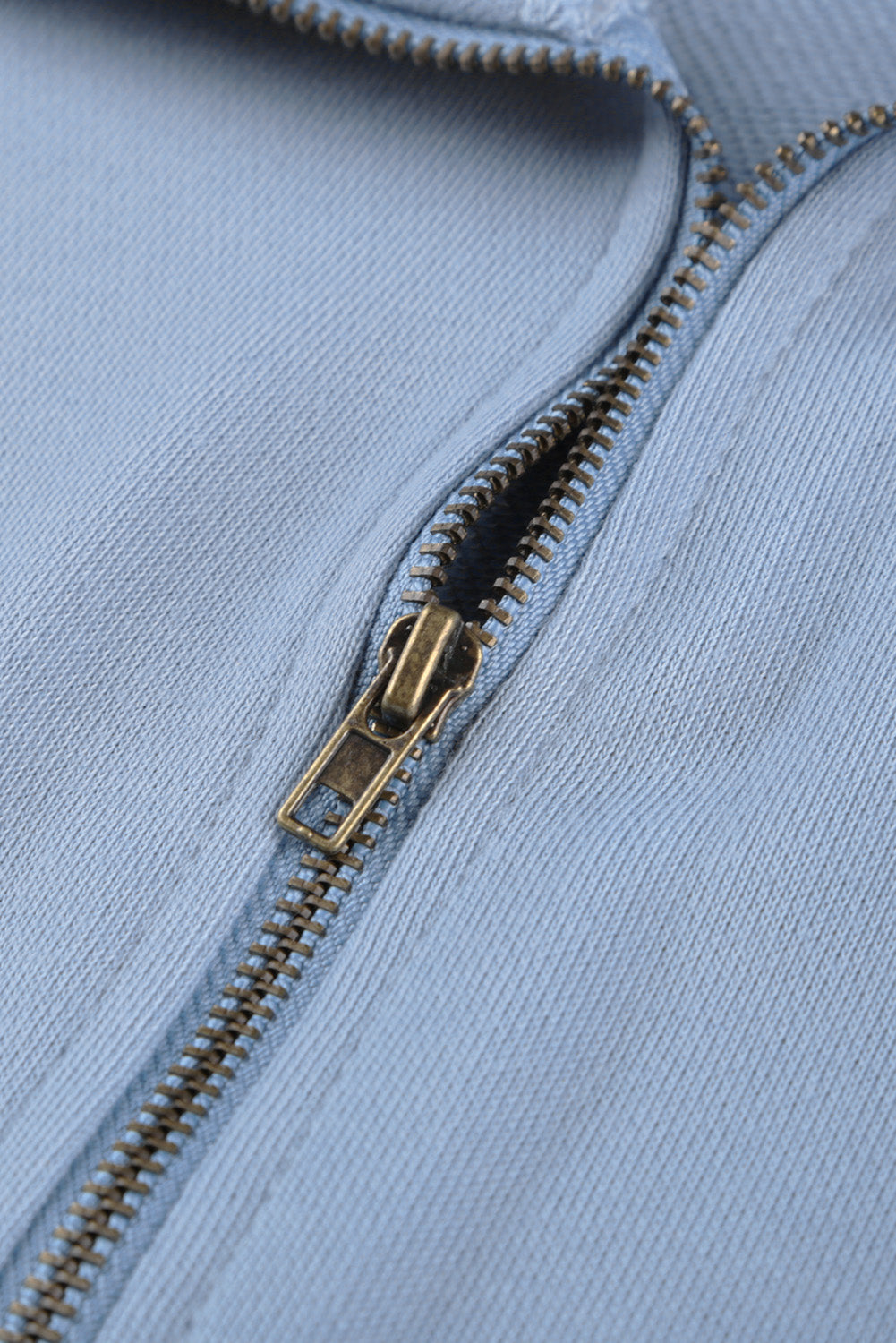 Cotton Pocketed Half Zip Pullover Sky Blue Sweatshirt