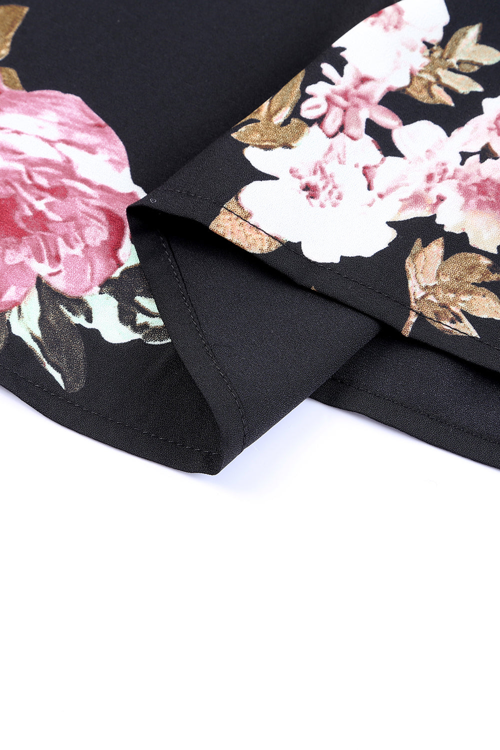 Schwarze, schulterfreie, schulterfreie Bluse aus Spitze mit Blumenmuster und Patchwork