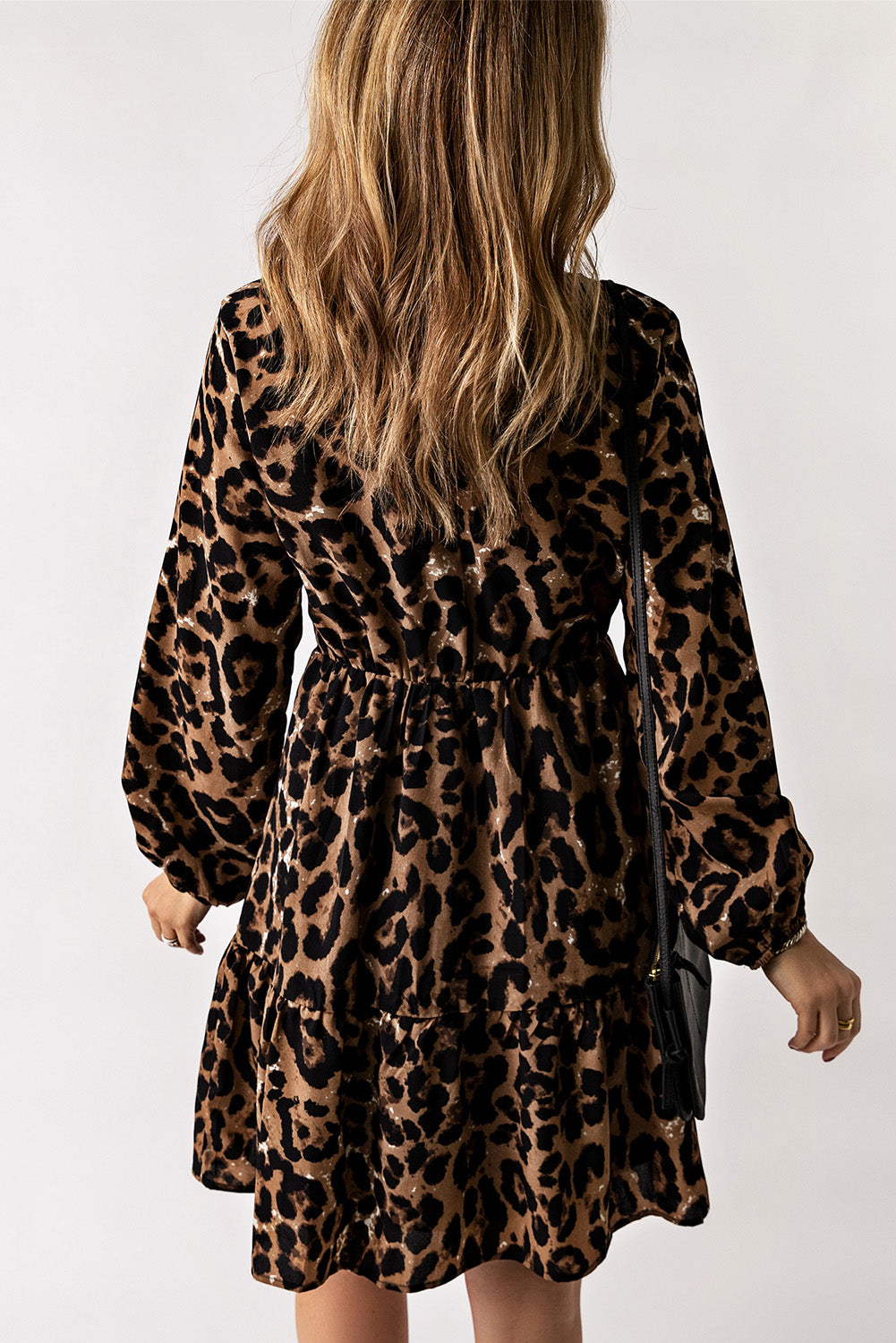Mini haljina s leopardom i elastičnim manžetama