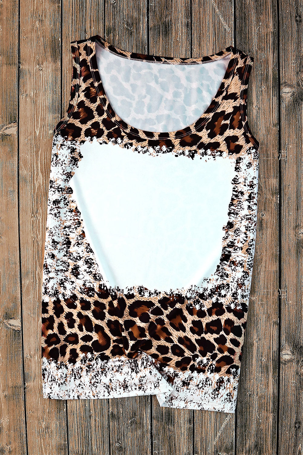 Leopard beljena prazna grafična majica brez rokavov