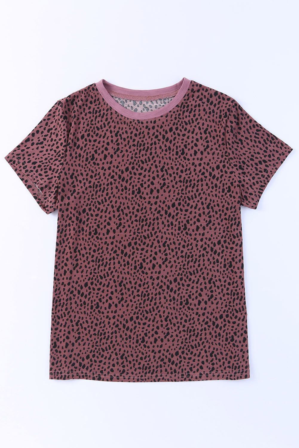 T-shirt a maniche corte con scollo a O con stampa ghepardo rosso fuoco