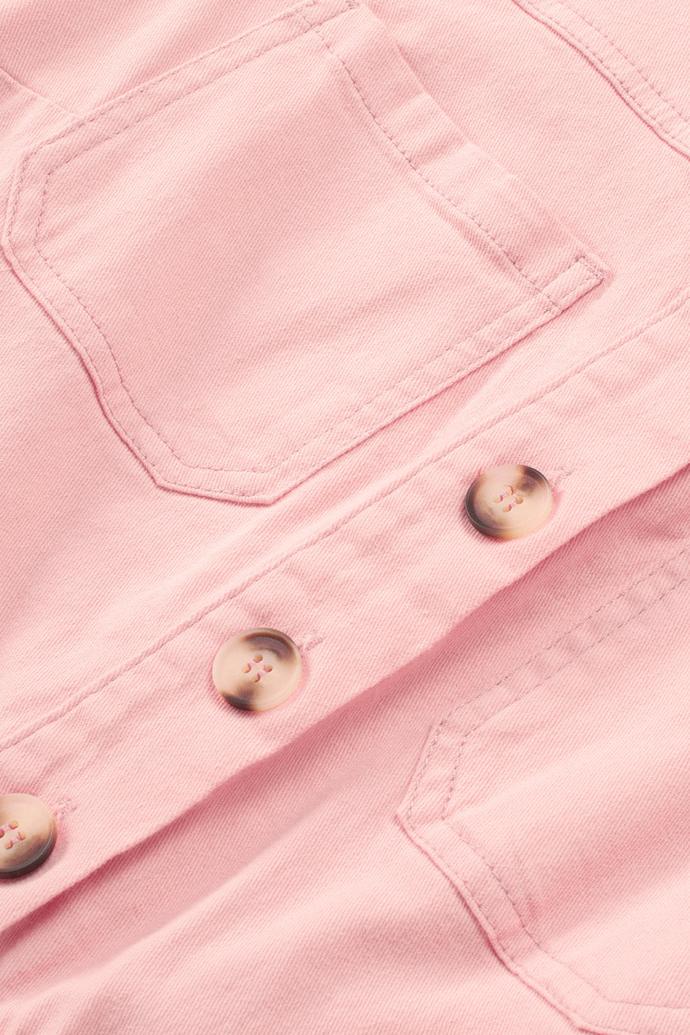 Barboteuse boutonnée en jean rose avec poches