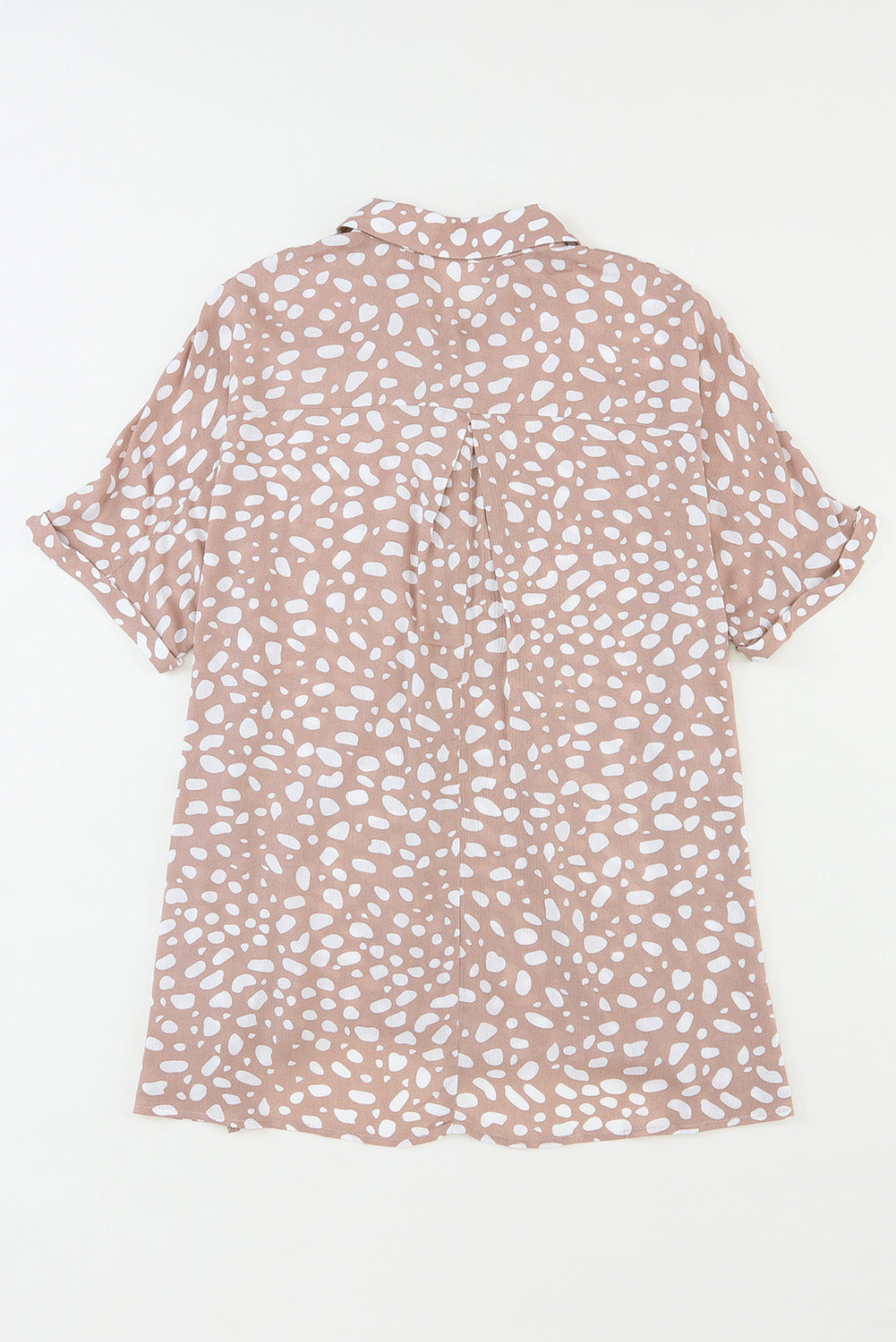 Rosafarbenes, kurzärmliges Twist-Hemd mit Leopardenmuster
