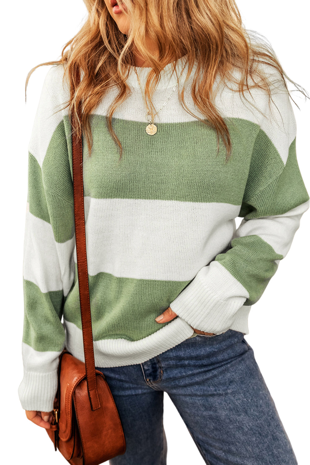 Pleten pulover z ohlapnimi rokavi Colorblock