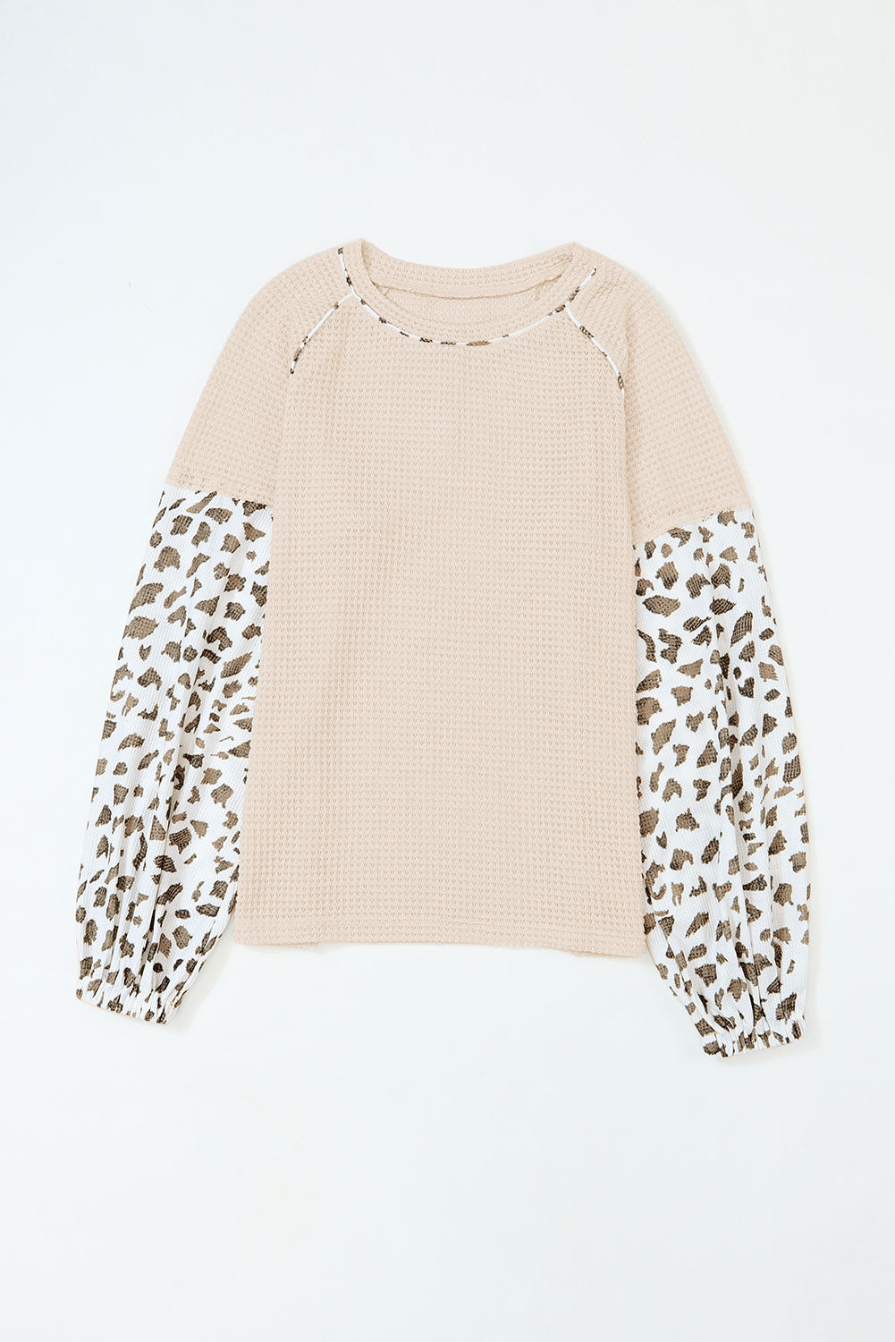 Leopard boje marelice patchwork pletena majica s rukavima za lampione