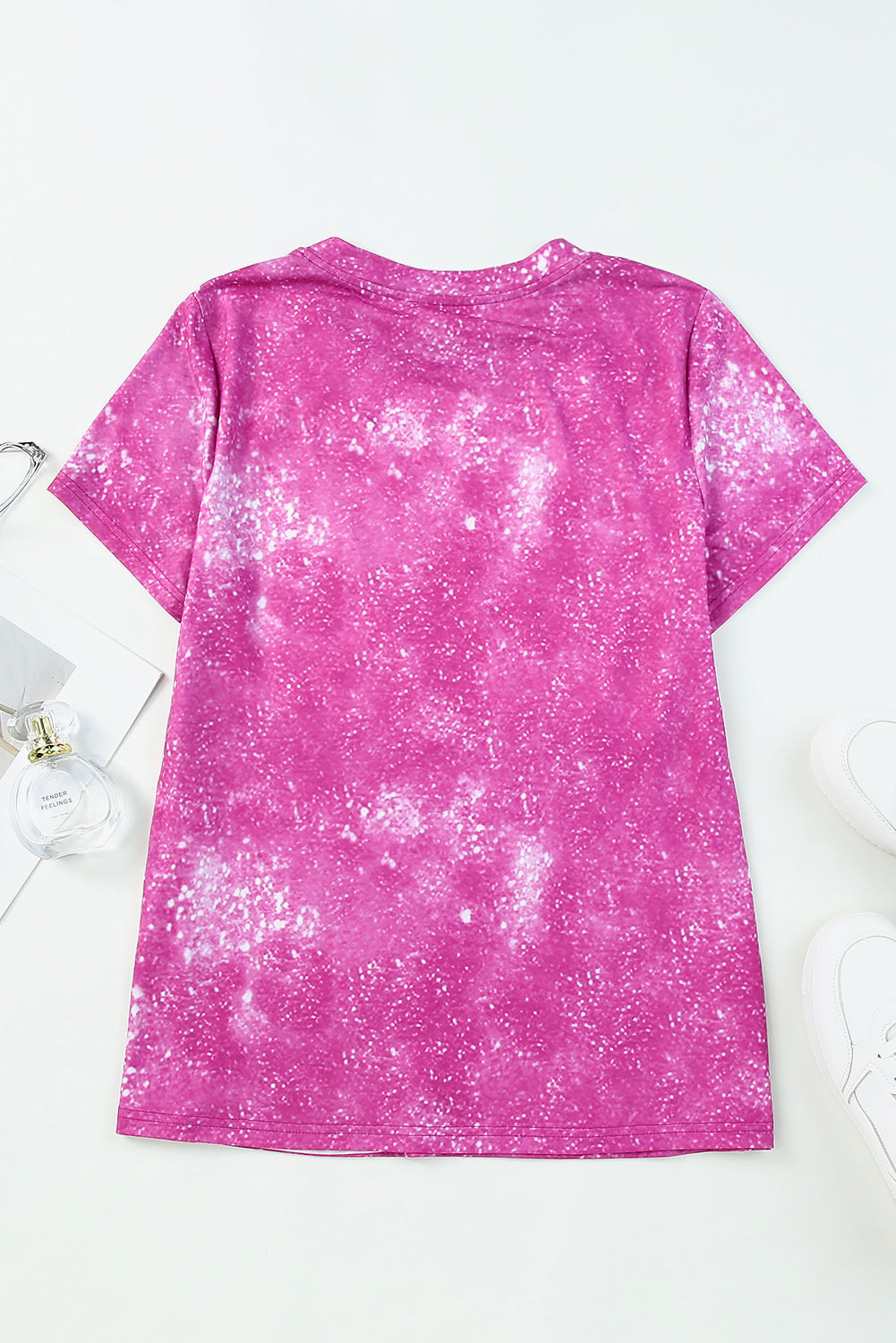 Rose Blank Graphic Bleached Crew Neck T Shirt