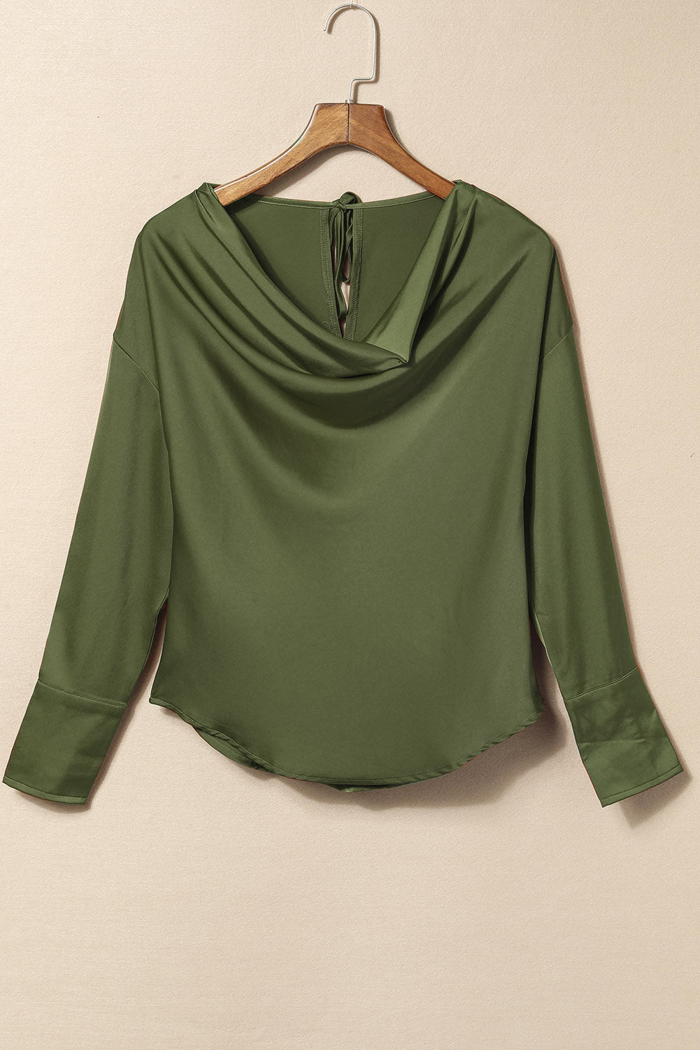 Elegantna zelena bluza dugih rukava s okovratnikom