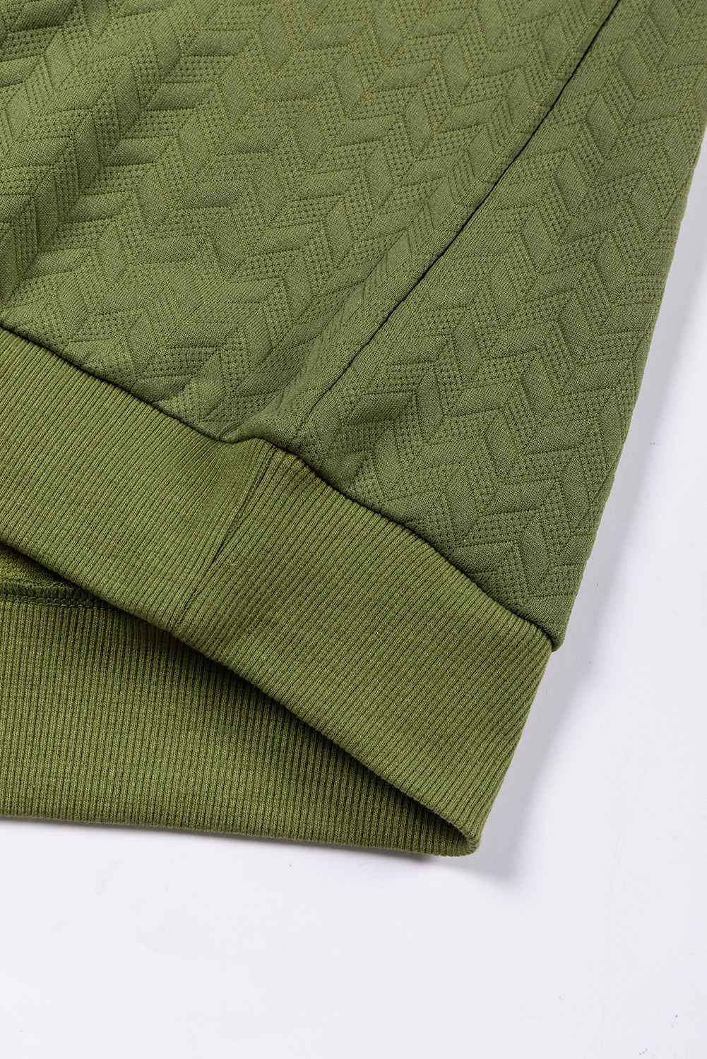 Pulover Jungle Green z enobarvnimi teksturiranimi raglan rokavi