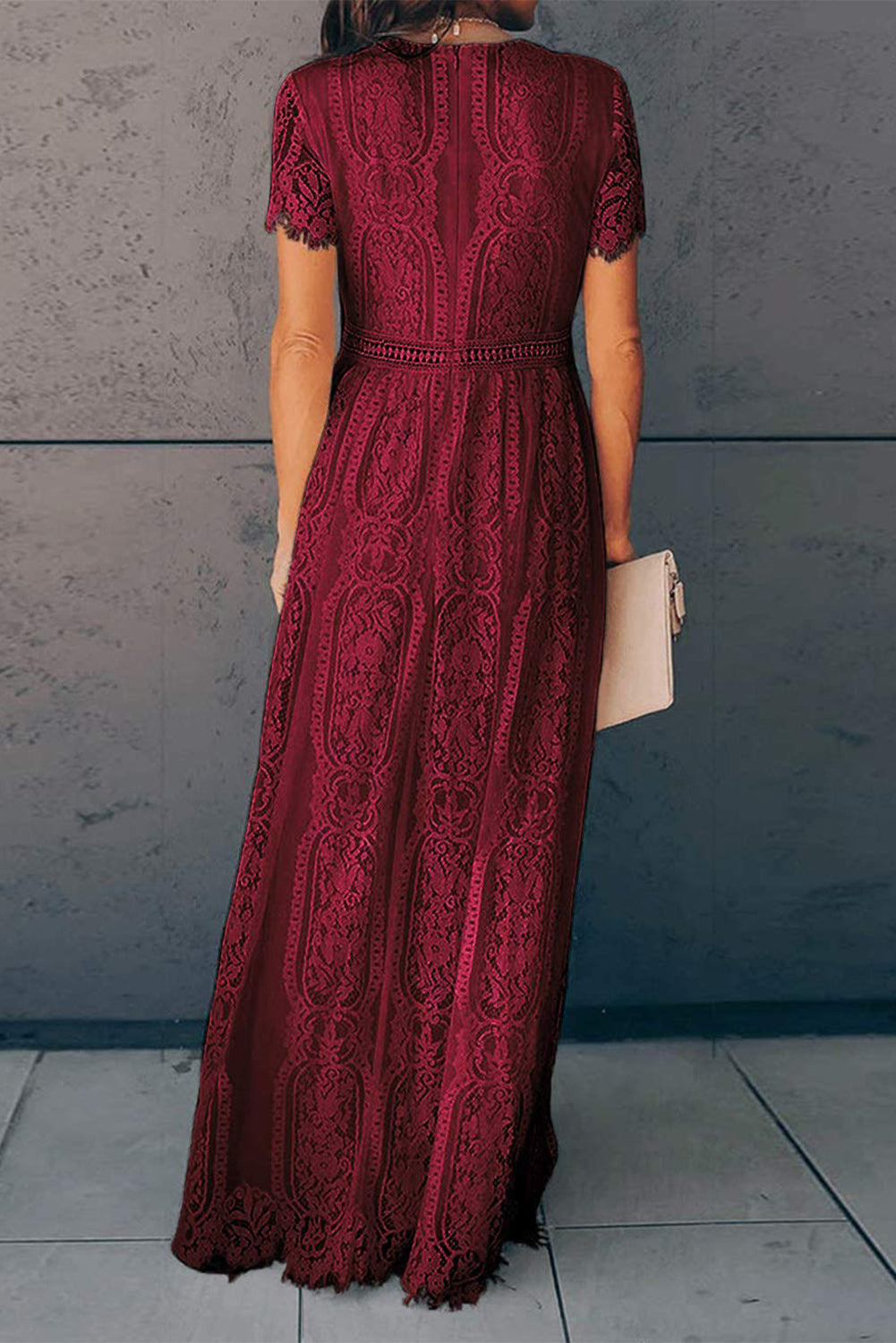Fiery Red Blue Fill Your Heart Lace Maxi Dress