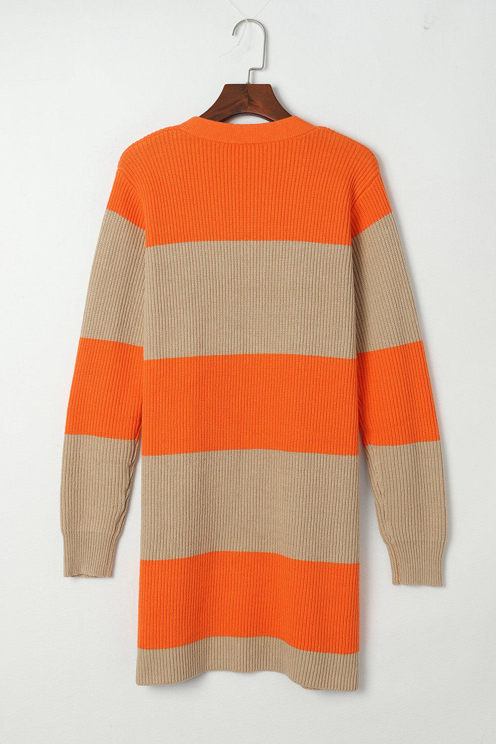 Cardigan en tricot côtelé orange color block