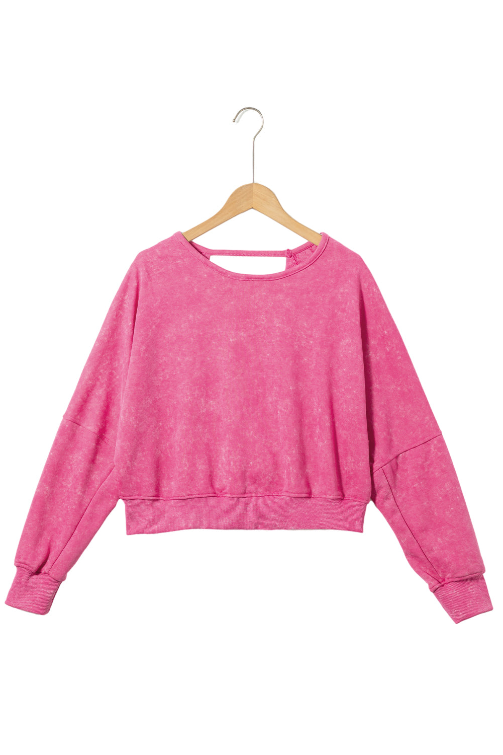 Rose Acid Wash V-förmiges Sweatshirt mit offenem Rücken