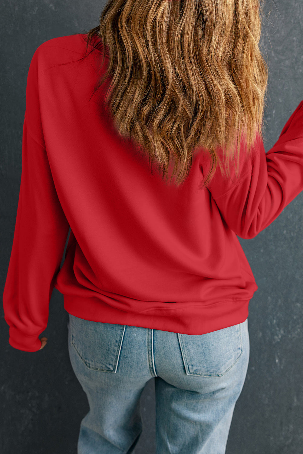 Bež, enobarven, klasičen pulover z okroglim izrezom