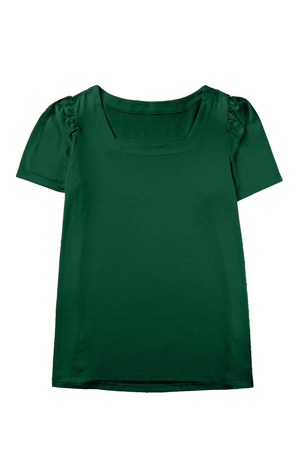 Zelena majica s kratkim rukavima s četvrtastim izrezom i nabranim ramenima veće veličine