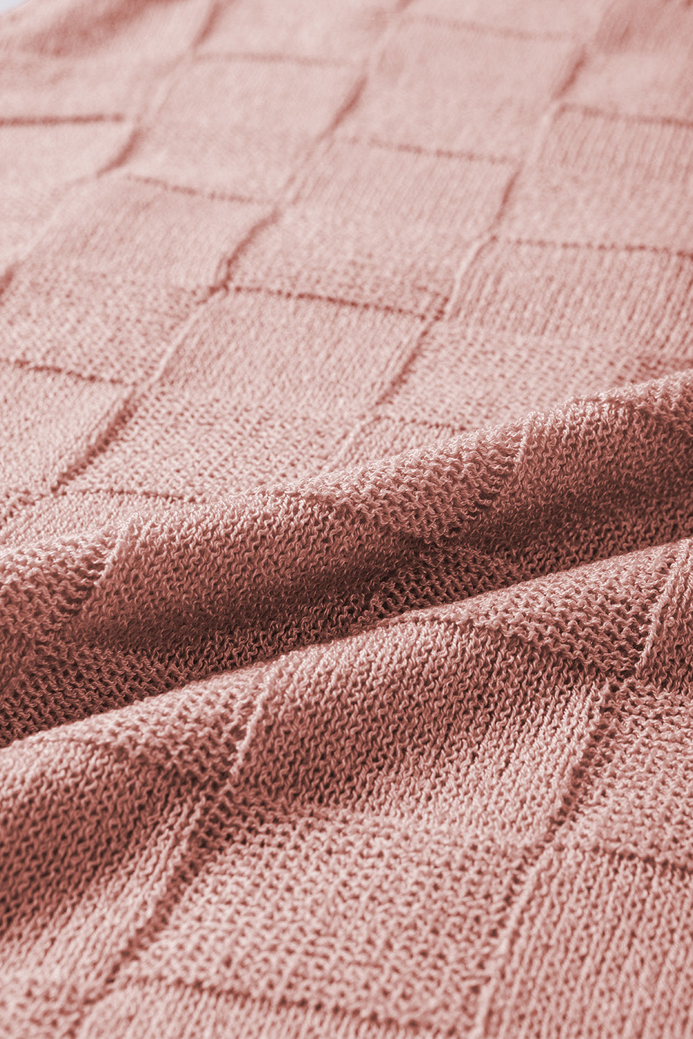 Maglione a maniche corte lavorato a maglia strutturata a reticolo grigio