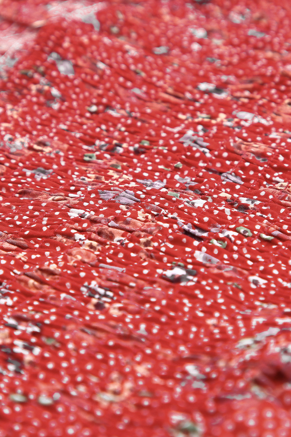 Camisole à bretelles spaghetti smockées à imprimé floral rouge vif