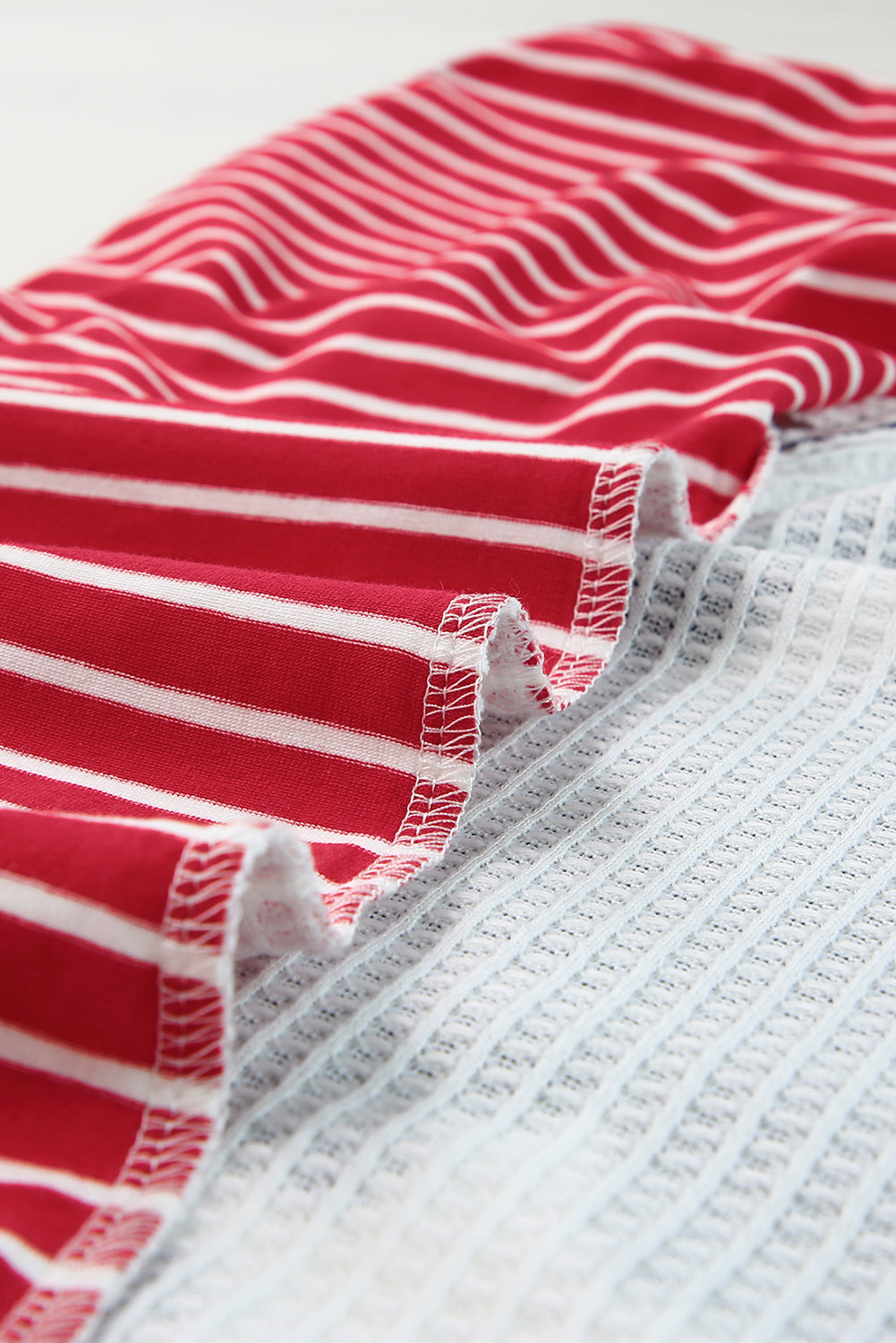 Blue Stripes Stars Print Knit Short Sleeves Top