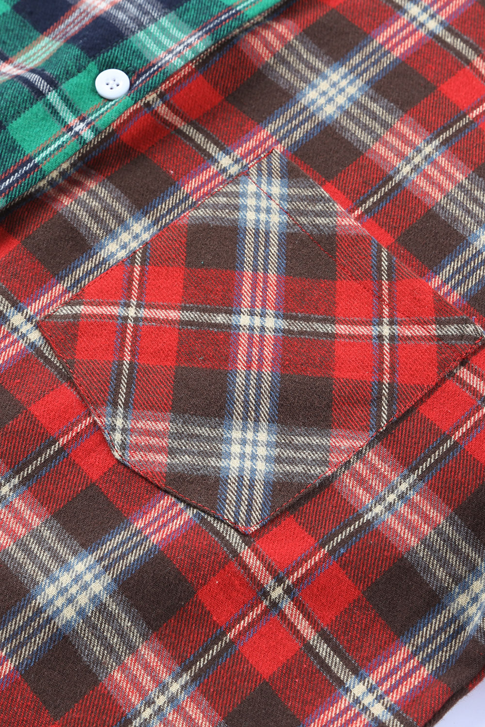 Camicia a maniche lunghe con bottoni a blocchi di colore scozzese verde
