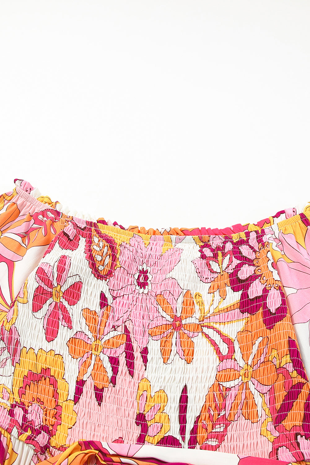 Večbarvna obleka z dolgimi rokavi in ​​napihnjenimi rokavi v boho cvetličnem slogu