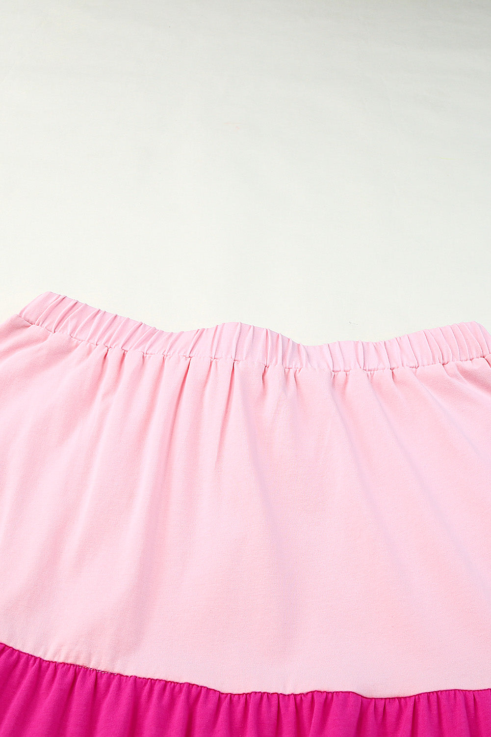 Pink Color Block Tiered Drawstring High Waist Maxi Skirt