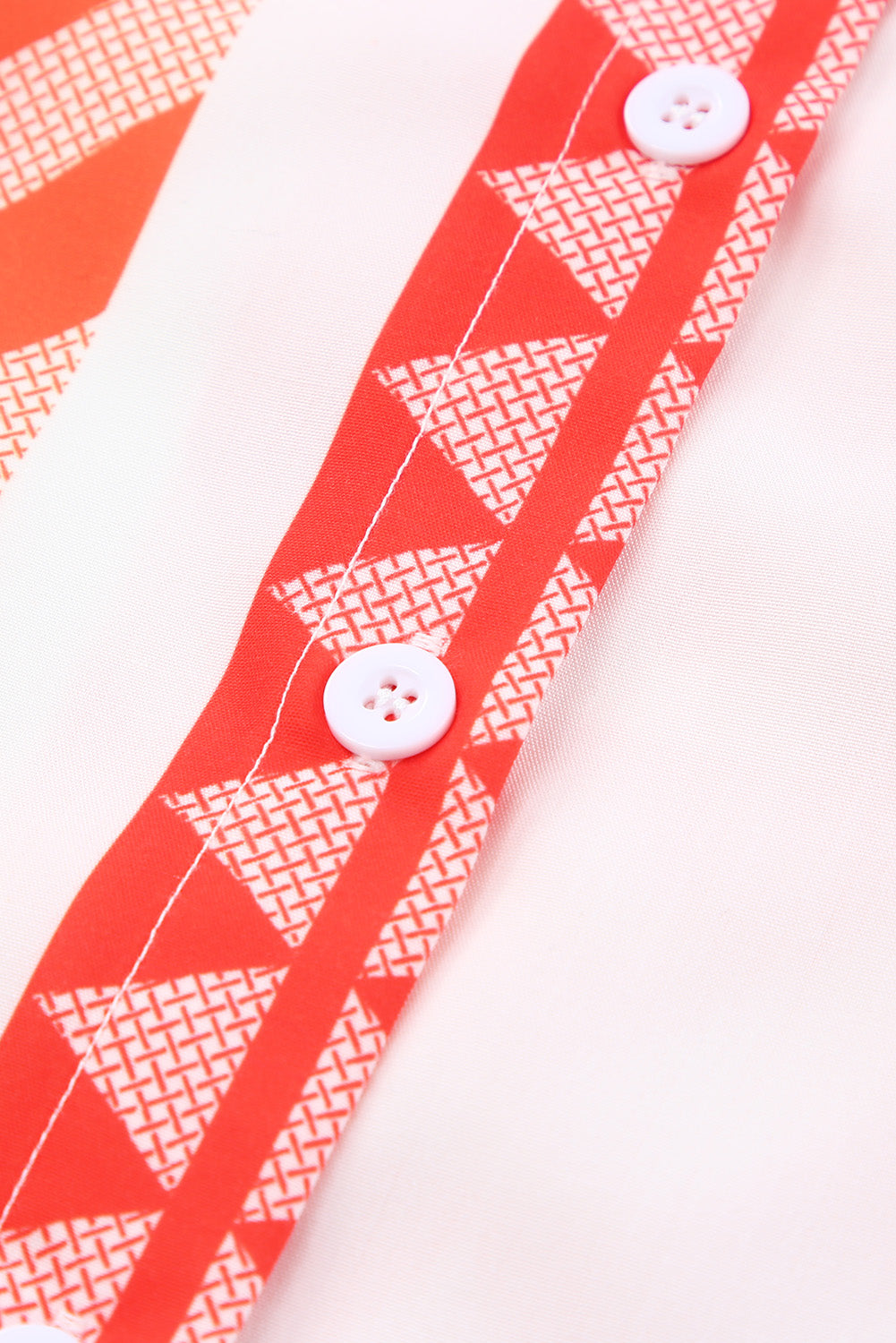 Camicia a maniche corte con bottoni a righe geometriche arancioni