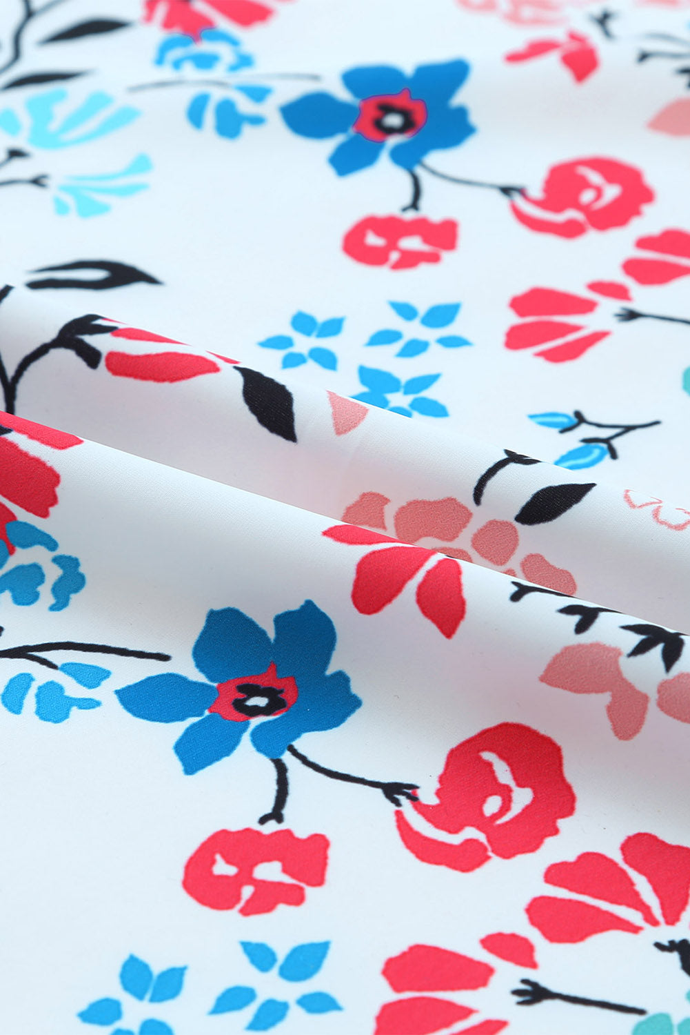 Kimono floral multicolore à manches longues et cravate à pampilles