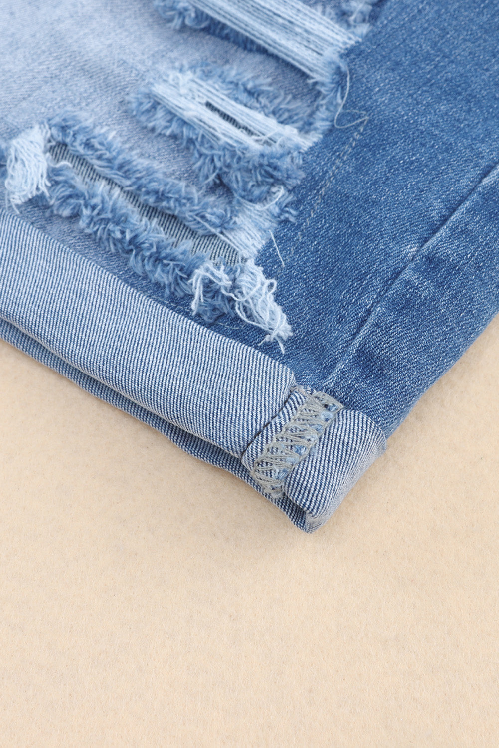 Pantaloncini di jeans con tasca a vita alta invecchiati vintage azzurro cielo