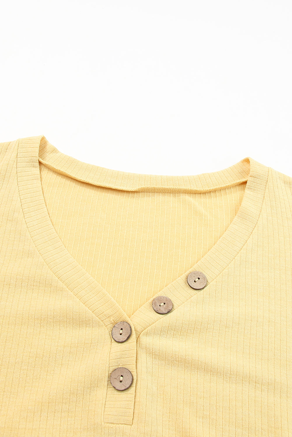 Žuta rebrasta Henley haljina dugih rukava velike veličine s džepovima