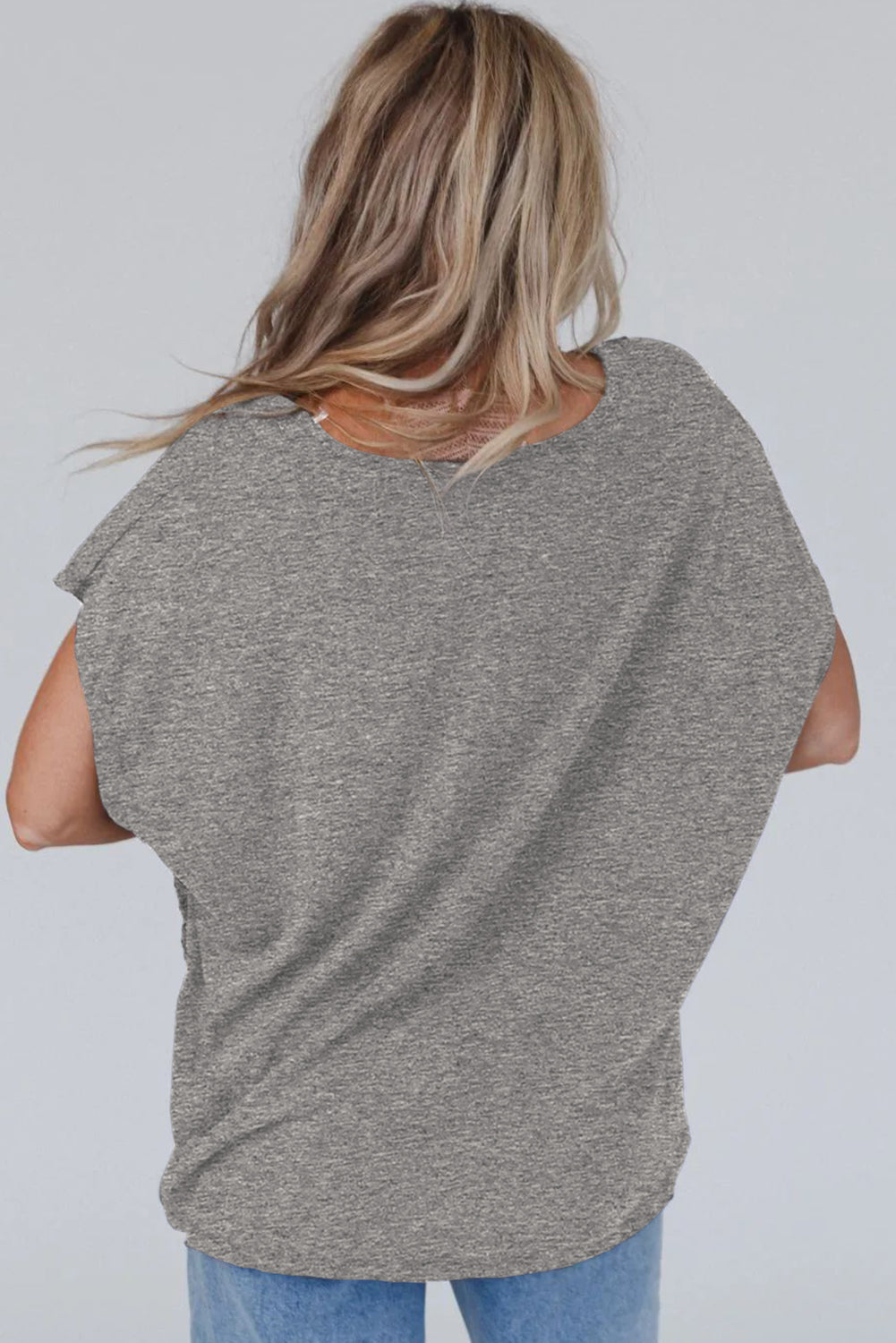 T-shirt oversize gris avec détails en dentelle au crochet