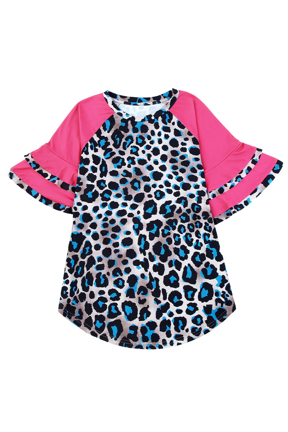 Slojevita bluza s volanima i patchwork uzorkom leoparda