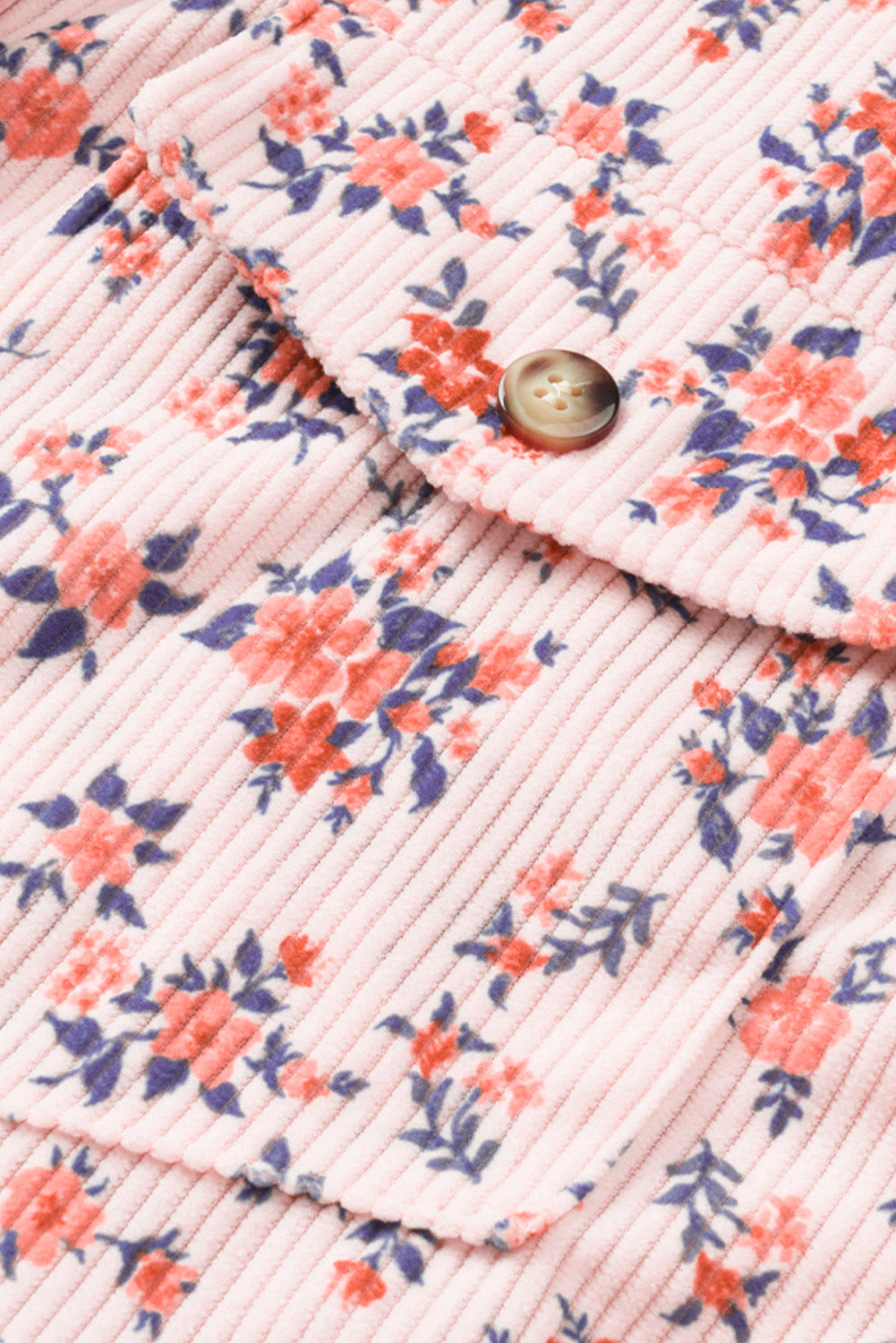 Pink Short Sleeve Flap Pockets Shirt Floral Dress