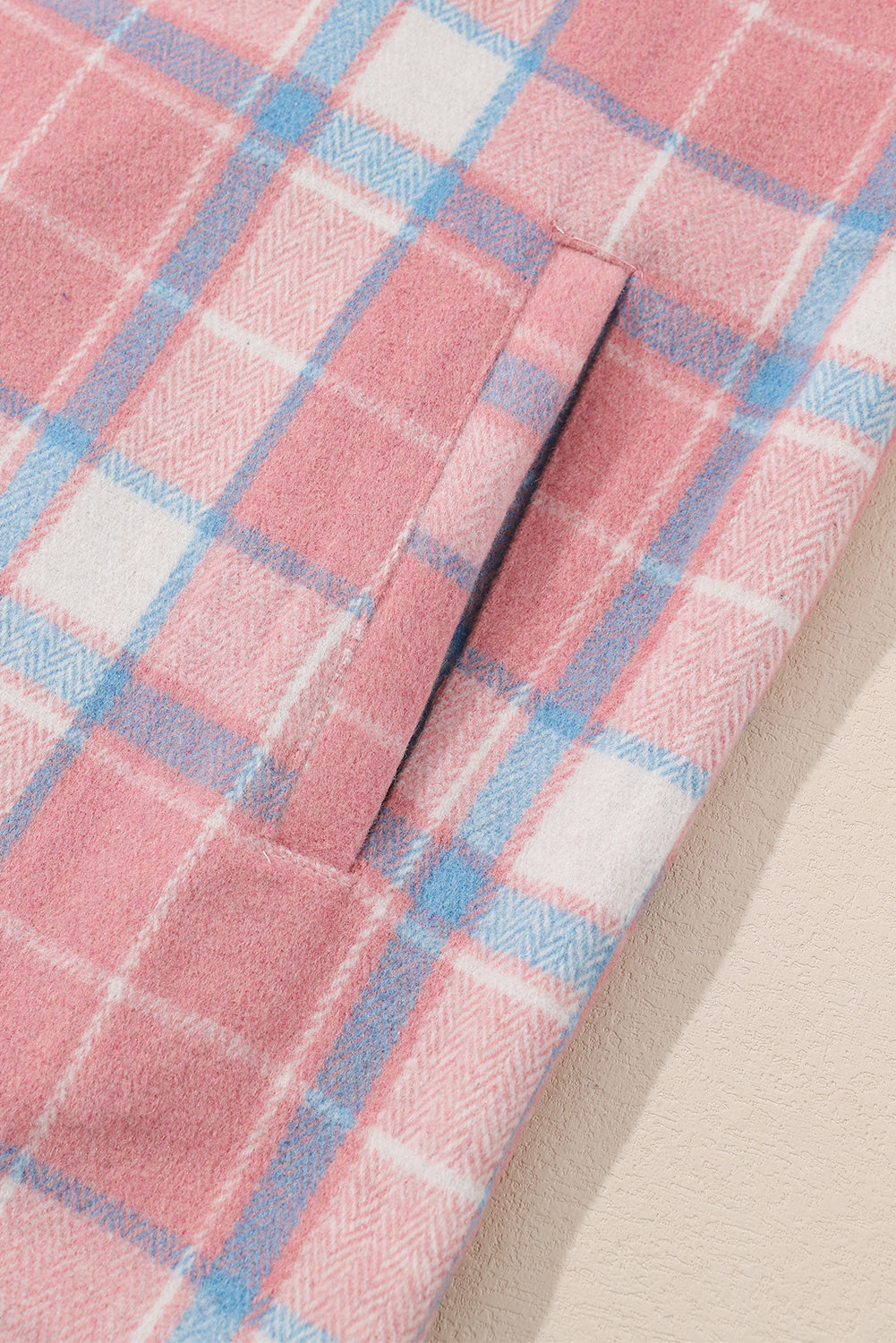 Pink Plaid Flap Pocket Flannel Shacket