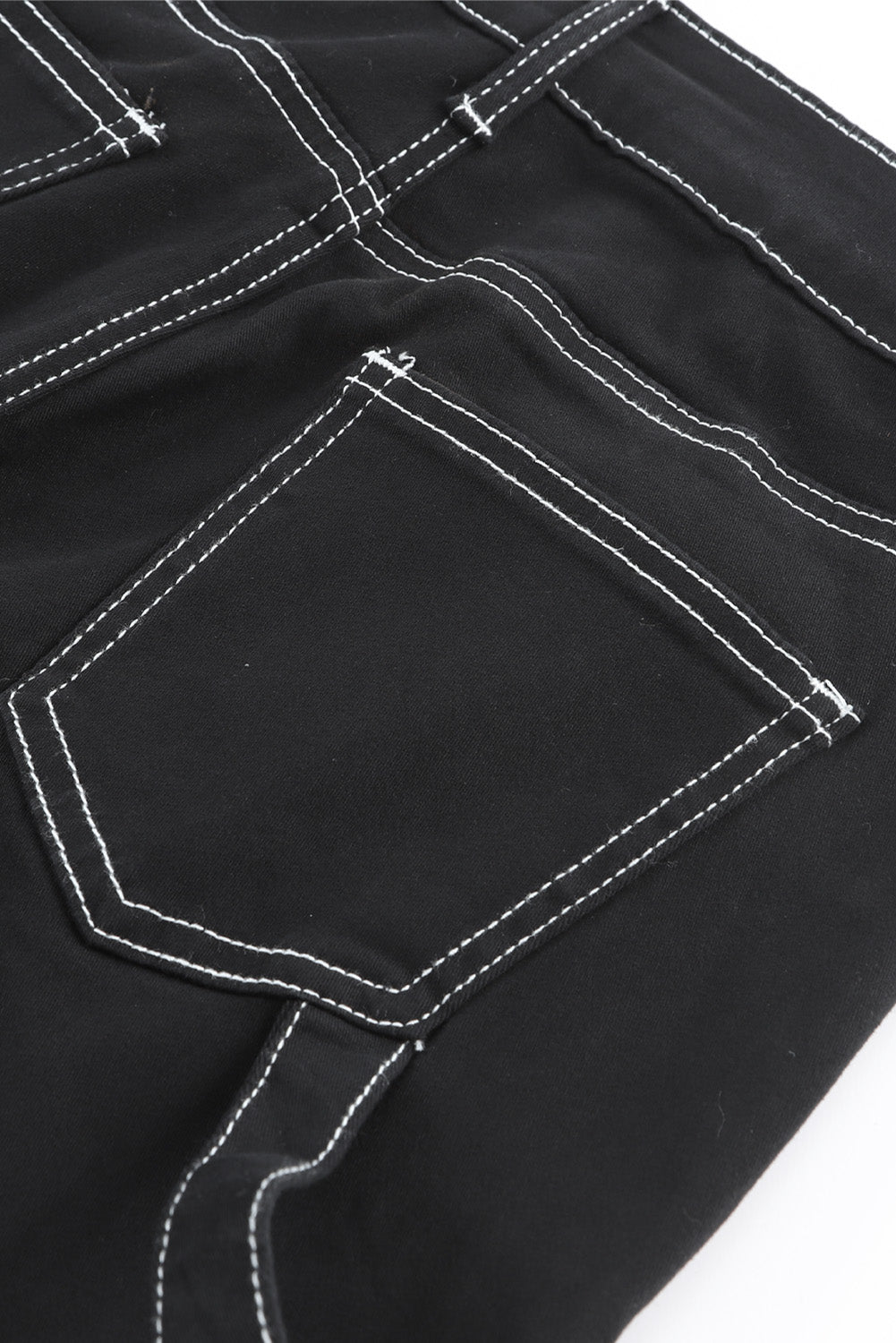 Crne ravne kargo hlače visokog struka s džepovima