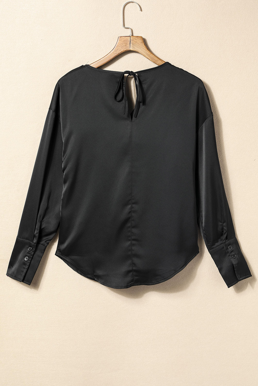 Black Cowl Neck Long Sleeve Elegant Blouse