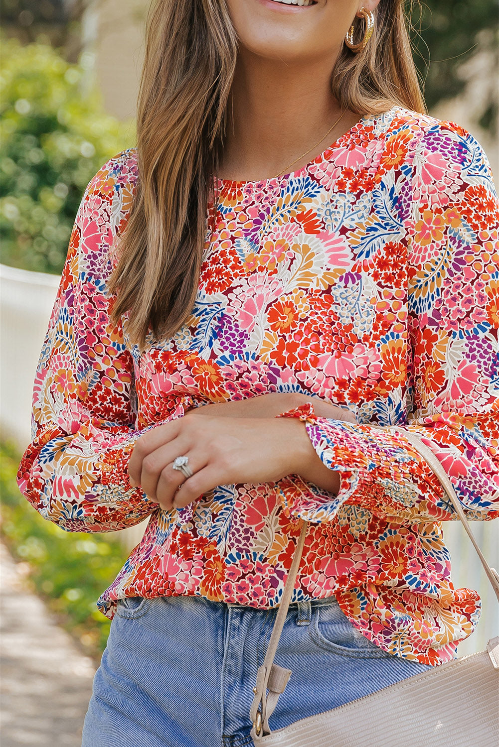 Yellow Puff Sleeve Floral Blouse