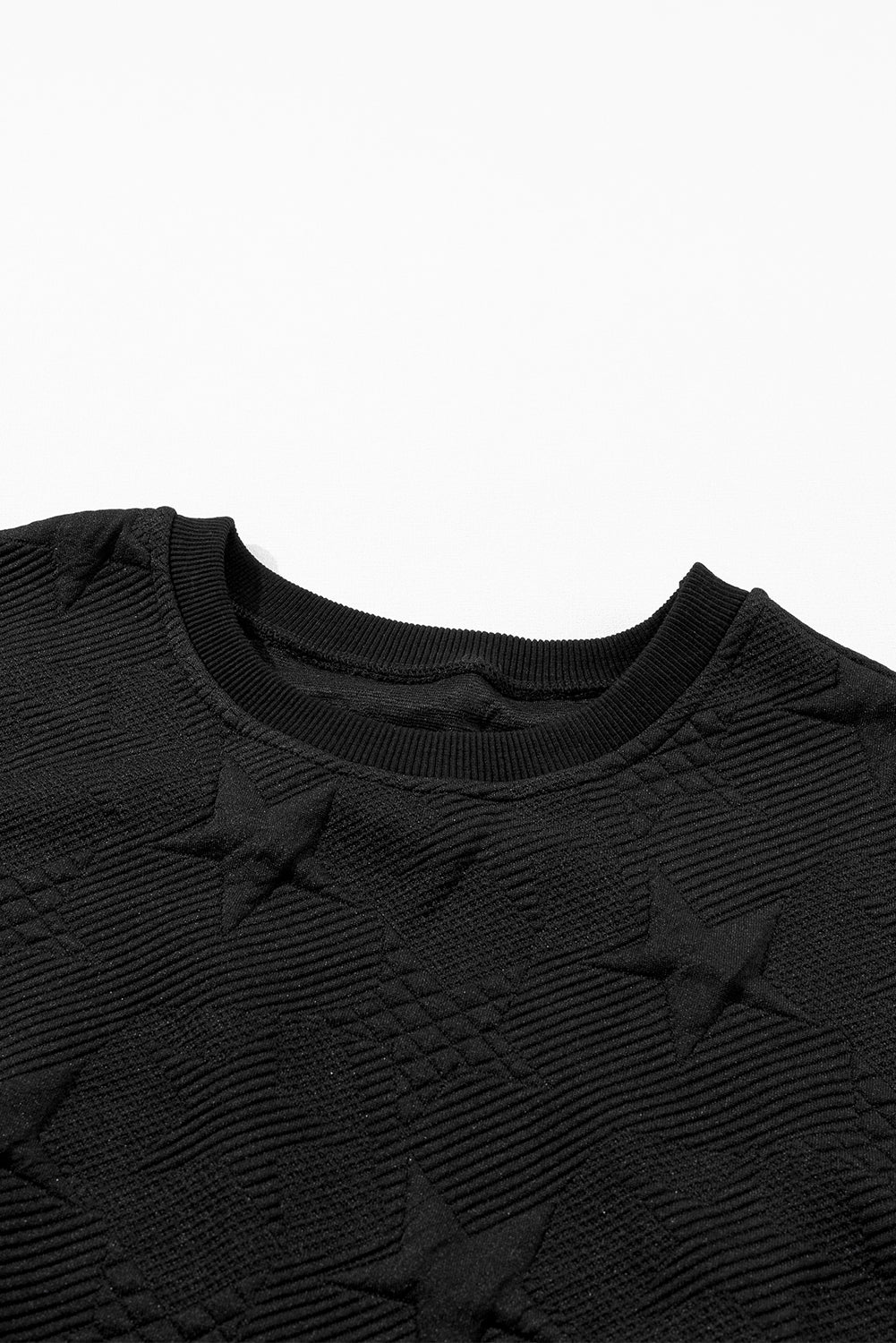 Strukturiertes Sweatshirt mit tief angesetzter Schulter und Pfirsichblüten-Sternprägung